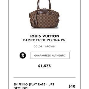 Authentic Louis Vuitton Damier Ebene Verona PM